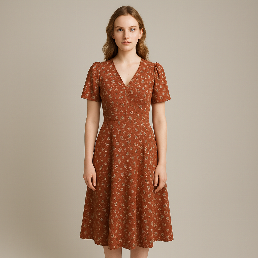 Clavoria | Women – Floral V-Neck Dress – Lightweight Feel – Everyday Elegance